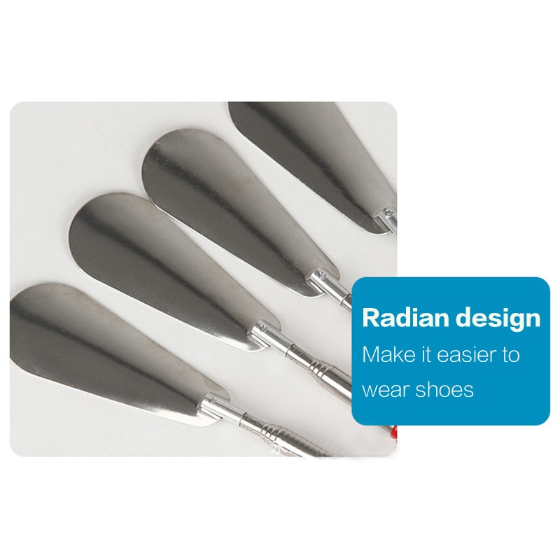 Silver Long Handle Shoehorn Flexible Stainless Steel Shoe Horn Stick Shoe Lifter Tool Shoe Spoon Tool 26.5~74.5cm