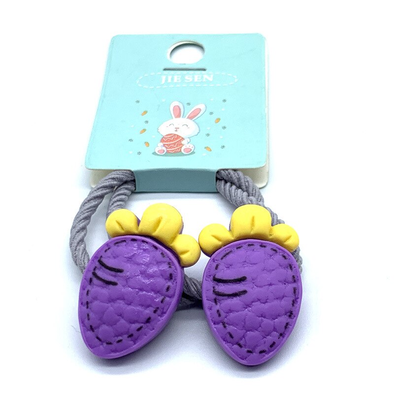 Mini bandeaux pour cheveux mignons de dessin animé pomme carotte, fraise, accessoires pour filles, Mini bandeau gomme colorée,: purple carrot