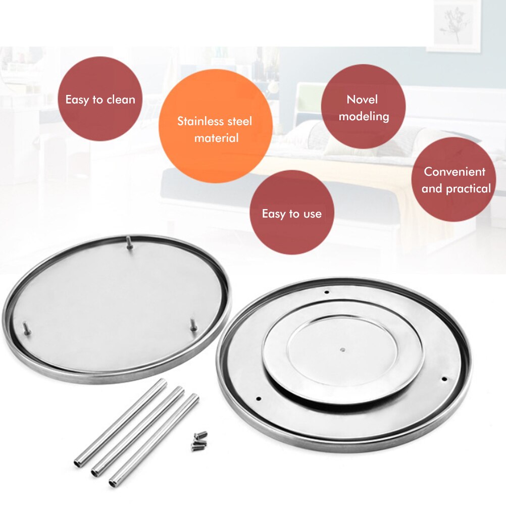 Two Tier Rotating Organizer Tray Stainless Spice Kitchen Rack Pantry Turntable Storage