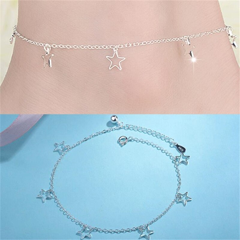 KOFSAC Neue SchöNe Korea Stil Schmuck frauen Knöchel Kette Armbinde Solide 925 Sterling Silber Kette Verknüpfung Knöchel Armbinde