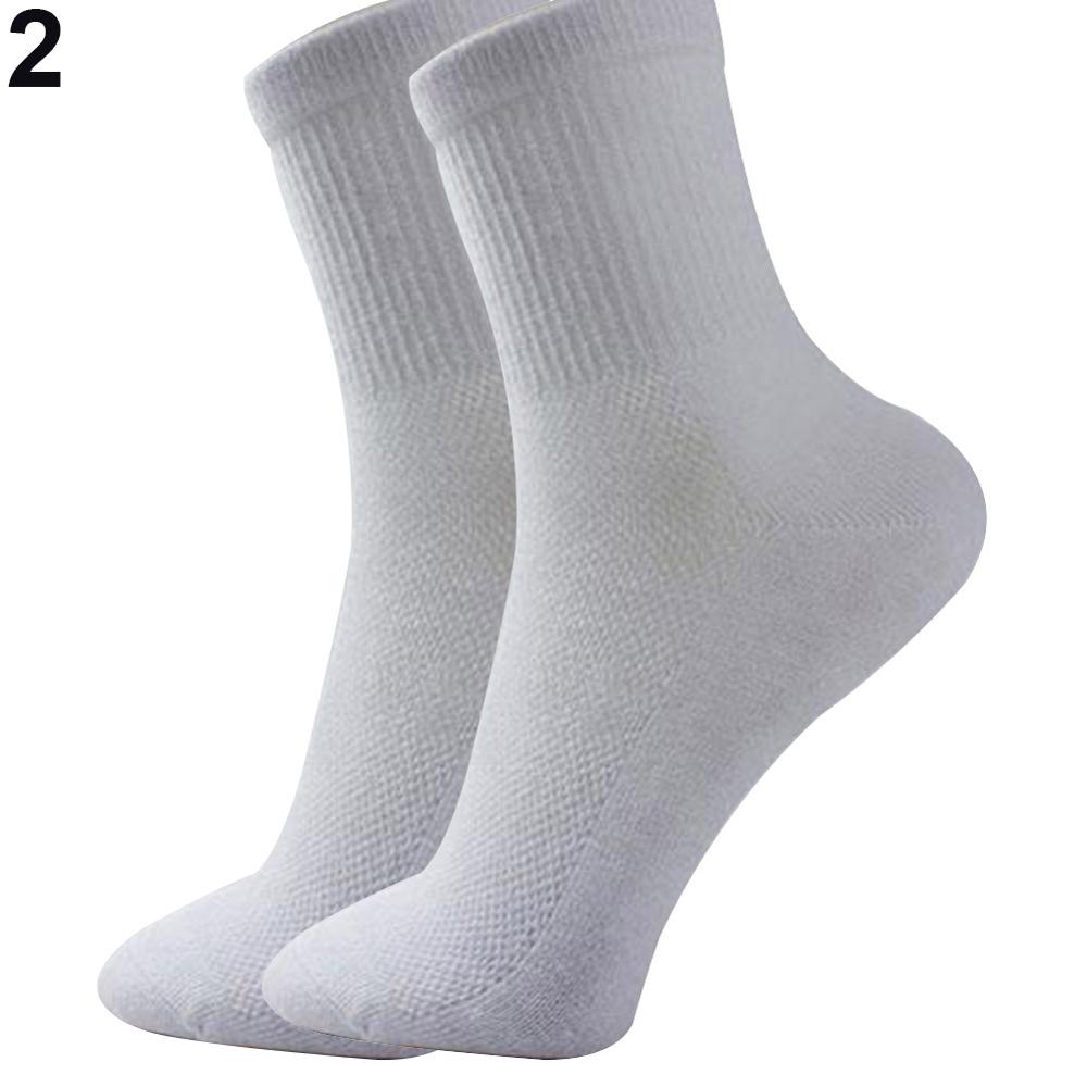 1 Pair Breathable Men's Socks Mesh Soft Cotton Blend Socks Men Solid Mesh Male Sport Gym Socks: White