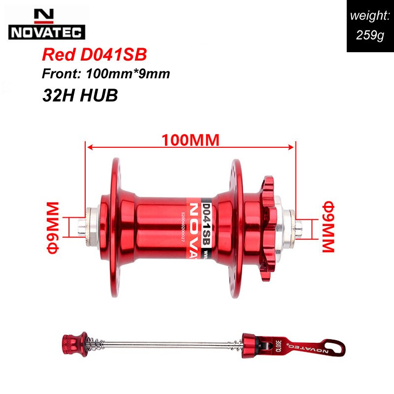 Novatec Mountainbike Hub D041SB D042SB Disc Kaart Brake 28/32/36 Gaten Mtb Road Fiets Hubs Lager Qr 32H 8/9/10/11/12 Speed: 32H Front Red