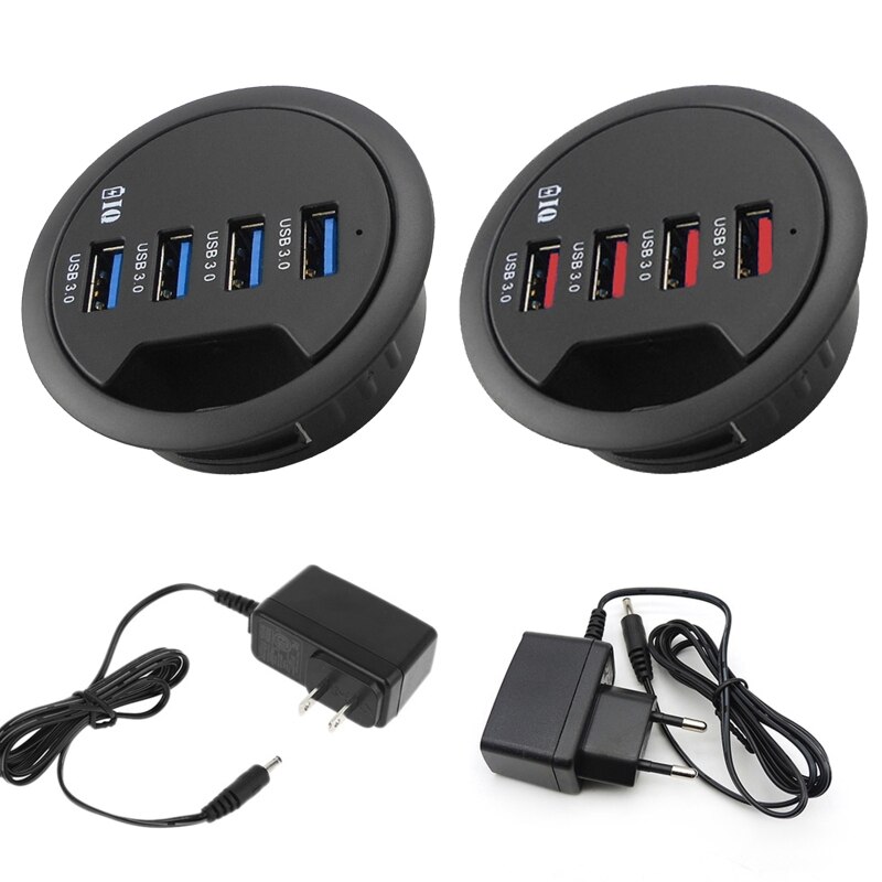 Mounting In-Desk 4 Ports USB 3.0 Hub Desk Adapter Multi Splitter for Desktop PC
