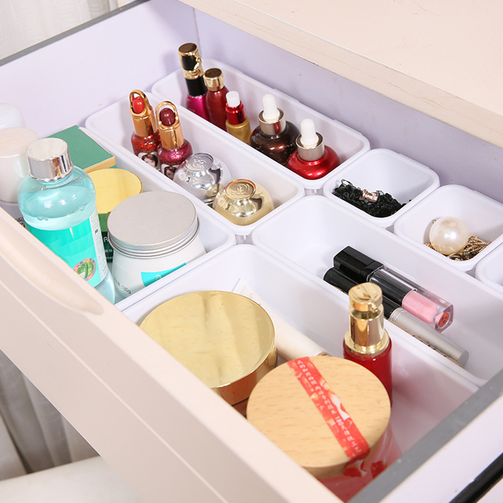 8PCs Divide Drawer Organizer Box Storage Trays Box Office Home Kitchen Bathroom Cupboard Desk Jewelry Makeup Organization