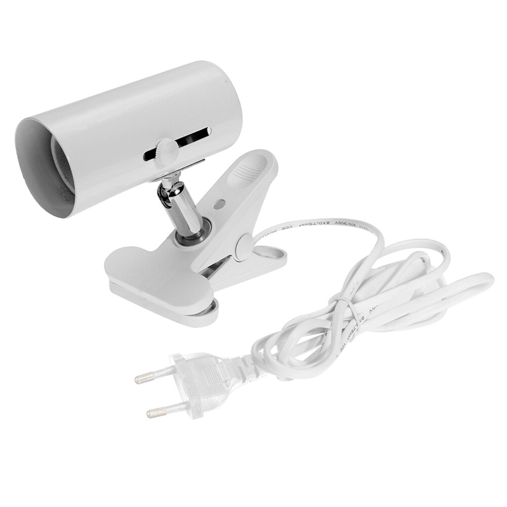 Durable 360 Degree Rotation Reptile E27 Lamp-socket Kit Pet Heating Lamp Clip Cover Clip-on Bulb Universal Light Holder: White 150cm EU Plug