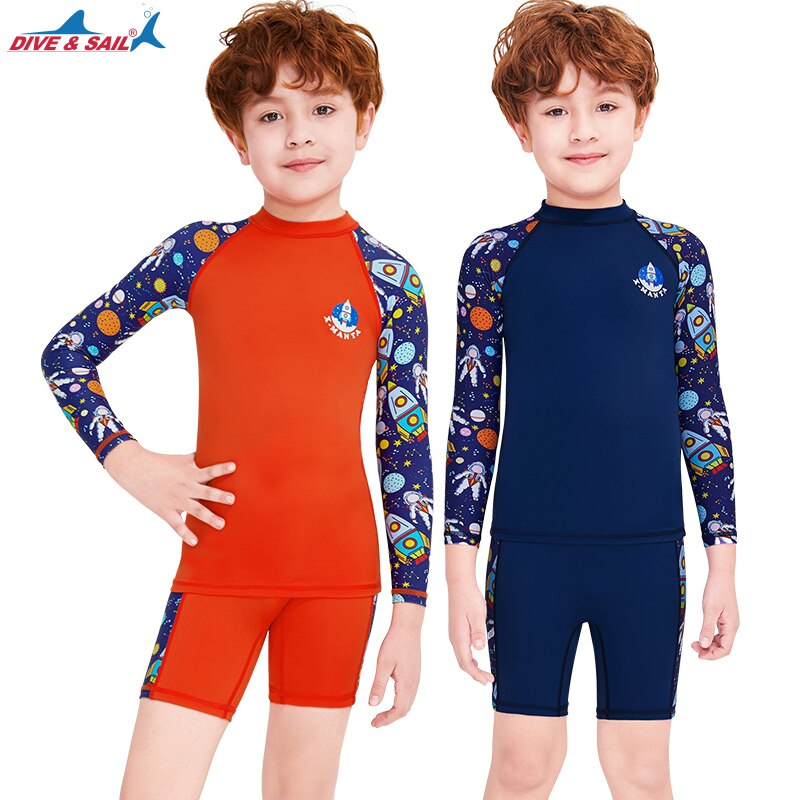 Ragazzi ragazze 2 pezzi set costume da bagno manica lunga camicia da nuoto e fondo protezione solare UV costumi da bagno Rash Guard UPF50 +