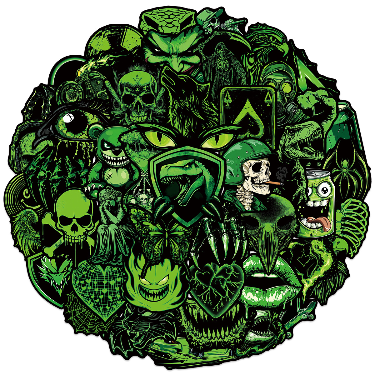 50Pcs Horror Monster Stickers Cool DIY Stickers Scrapbooking Phone Luggage Waterproof Decals