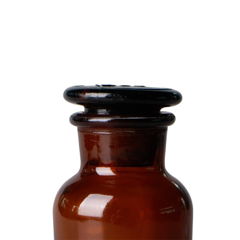 Frascos marrones, tapones de vidrio esmerilado, botellas de vidrio selladas, equipo de laboratorio, varios tamaños