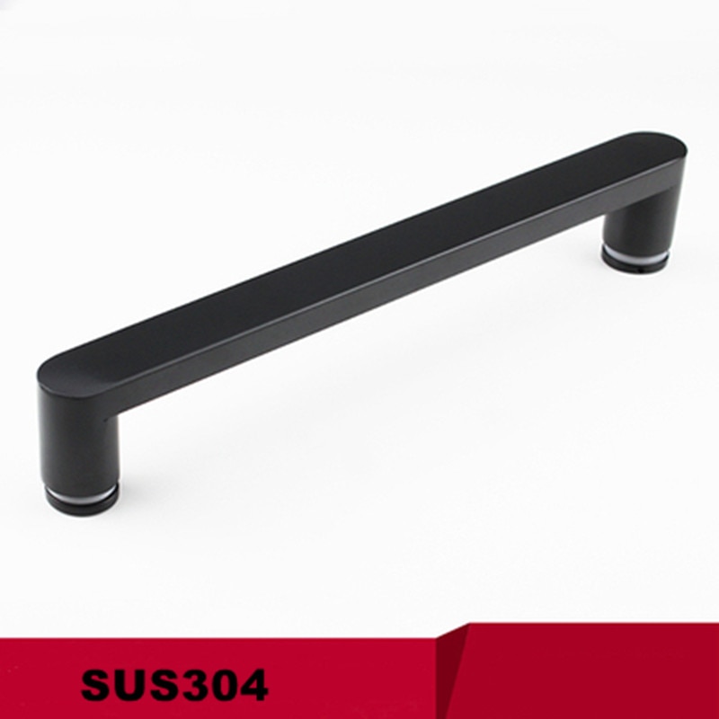 Thickened square tube black stainless steel single side shower room handle black glass sliding door handle(D-42)