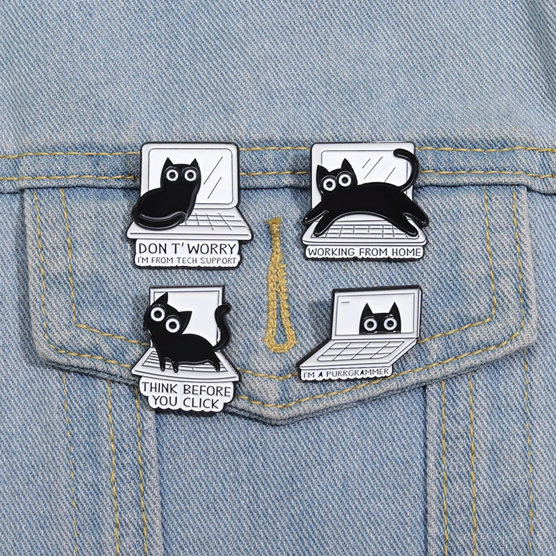 Alfileres esmaltados I'M A PURRGRAMMER, un gato informático que ama el trabajo, broches, insignia para solapa, mochila, Animal divertido, de joyería Punk