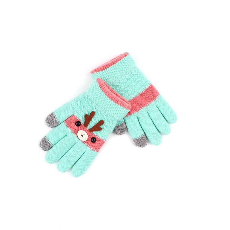 Kids Christmas Elk Knitting Mittens Finger Winter Warm Toddler Infant Baby Cartoon Kid Gloves Thick Accessories Cute Lovely: Green