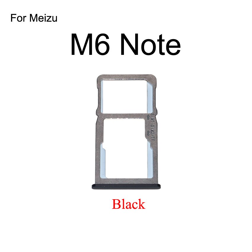 YuXi bandeja de tarjeta SIM para Meizu M3 M5 M6 nota bandeja de tarjeta SIM bandeja toma ranura titular adaptador de piezas de repuesto: M6 Note Black