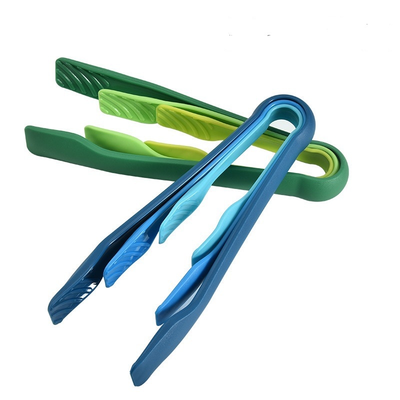 3Pcs/set Kitchen Food Tongs Multiple size Plastic Salad Bacon Steak Clamp Tongs Children Mini Home Food Bread Clip Tools Gadget