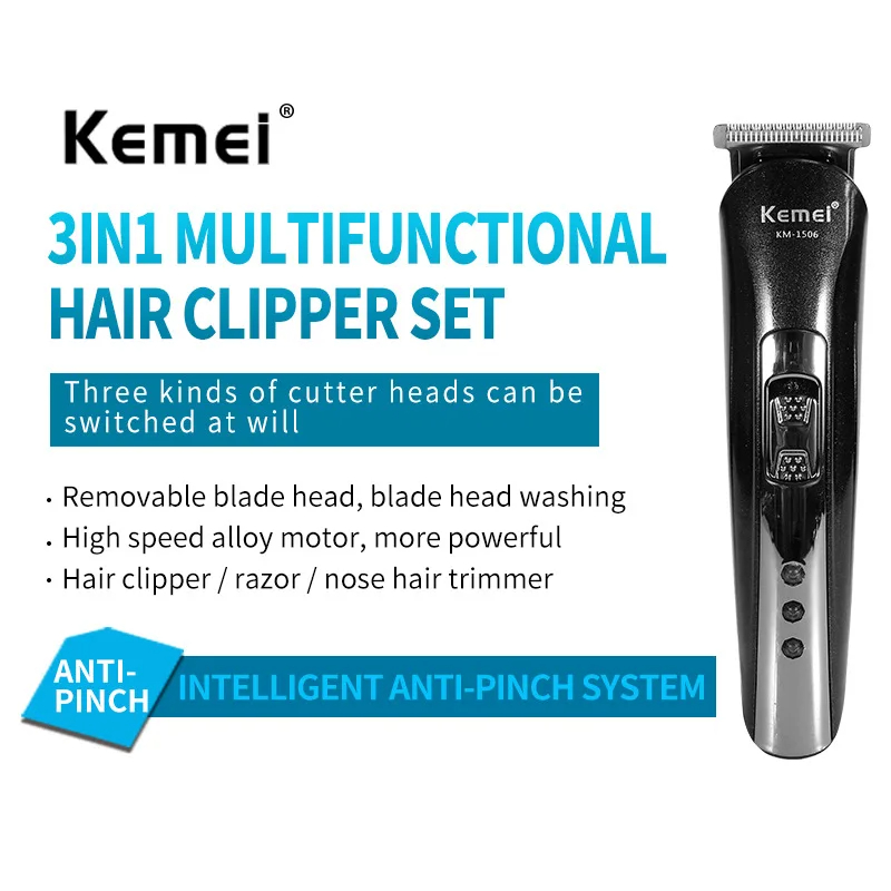 Kemei KM-1506 3 in 1 Electric Shaver USB Charging Hair trimmer Electric Rechargeable Nose Shaving Machine