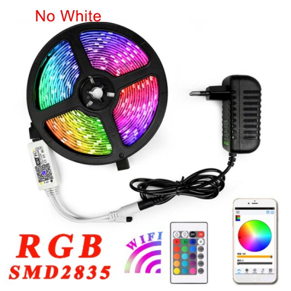 Waterdichte Rgb Led Strip 2835 5M 10M 15M Led String DC12V Fiexble Licht Led Lint Tape Led string Lights Tape Verlichting: RGB-WIFI Controller / Non Waterproof / 10m