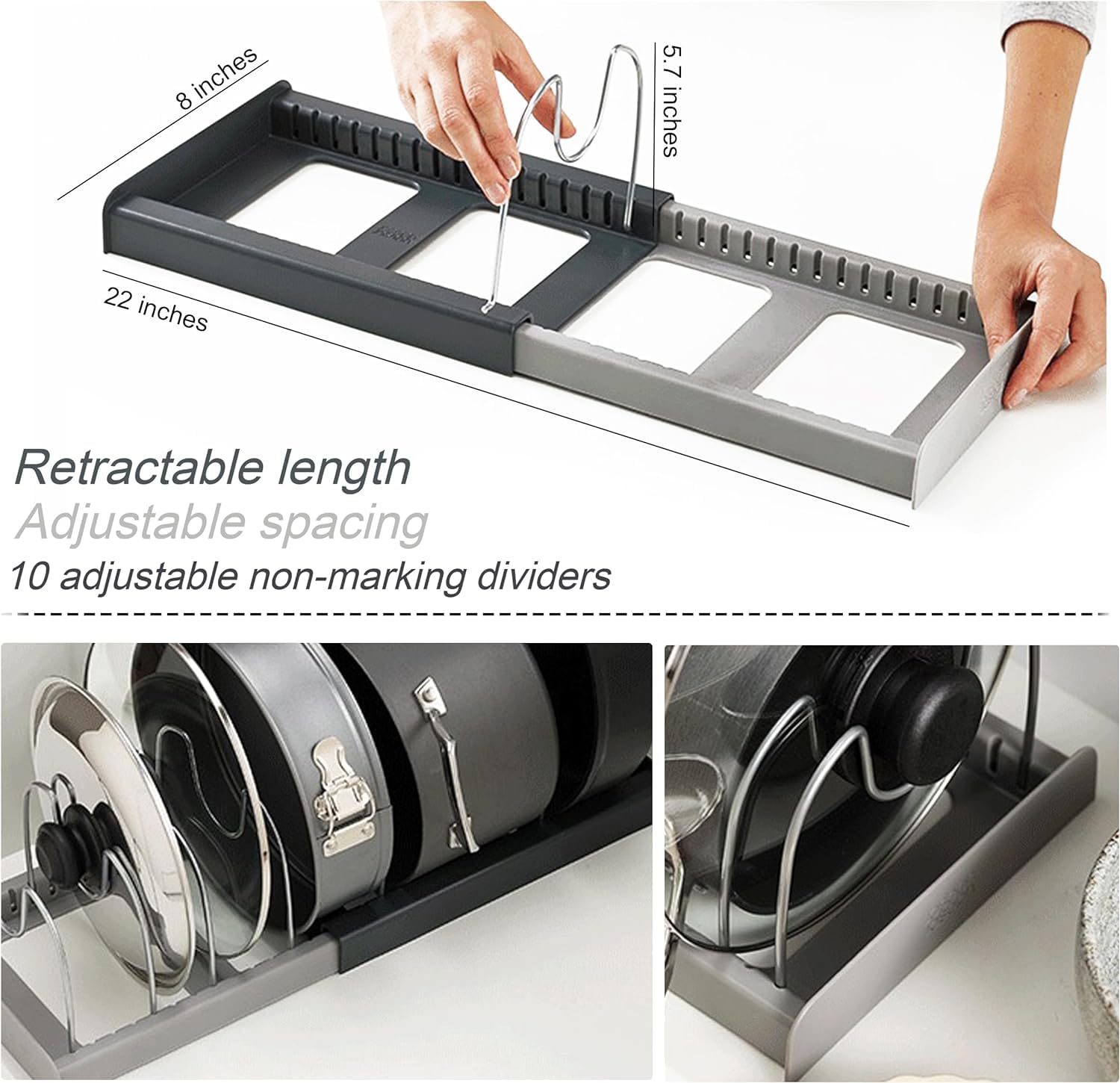 Compartimentos Organizador de ollas y sartenes Gabinete de cocina Despensa para hornear tablas de cortar/placas/Utensilios para hornear