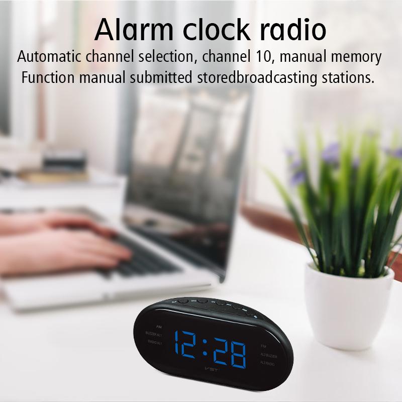 Horloge de bureau électronique Radio AM/FM | Nouvelle moderne, horloge de Table numérique avec prise ue