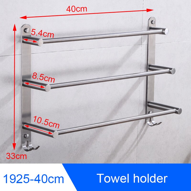 Bathroom Stainless Steel Towel Holder Wall Mounted Towel Rack Hanging Holder Single Towel Bar Ring Robe Hook Toilet Paper Holder: BAL1925-40cm