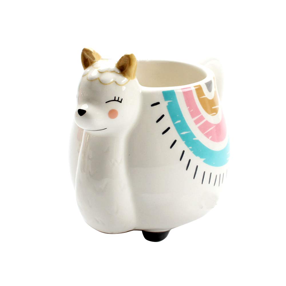 Alpaca Mug Ceramic Llama Tea Mug, 3D Animal Coffee Mug Hand Painted Rainbow Art Travel Mug for Birthday Christmas: Default Title