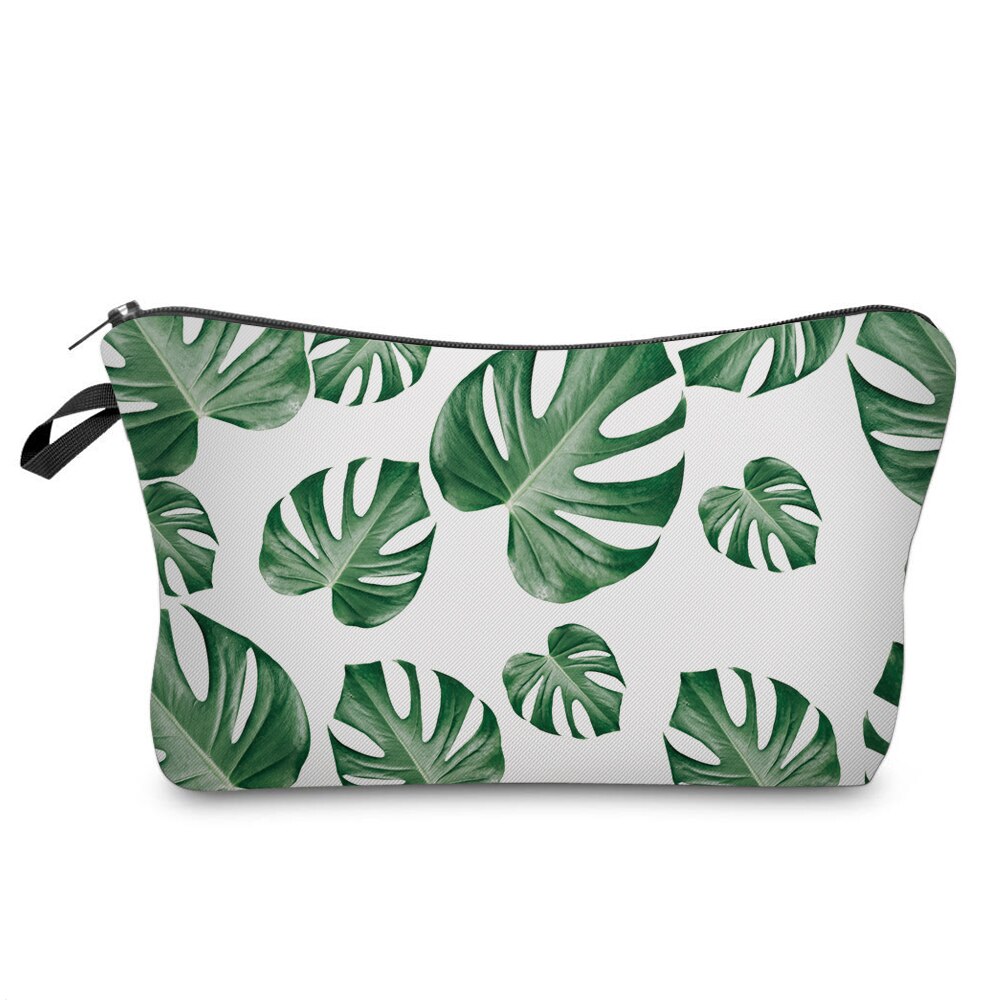 GABWE Style Tropical palmier vert feuilles imprimé frais sac de maquillage cosmétique pour les femmes Kosmetyczka Neceser Maquillaje