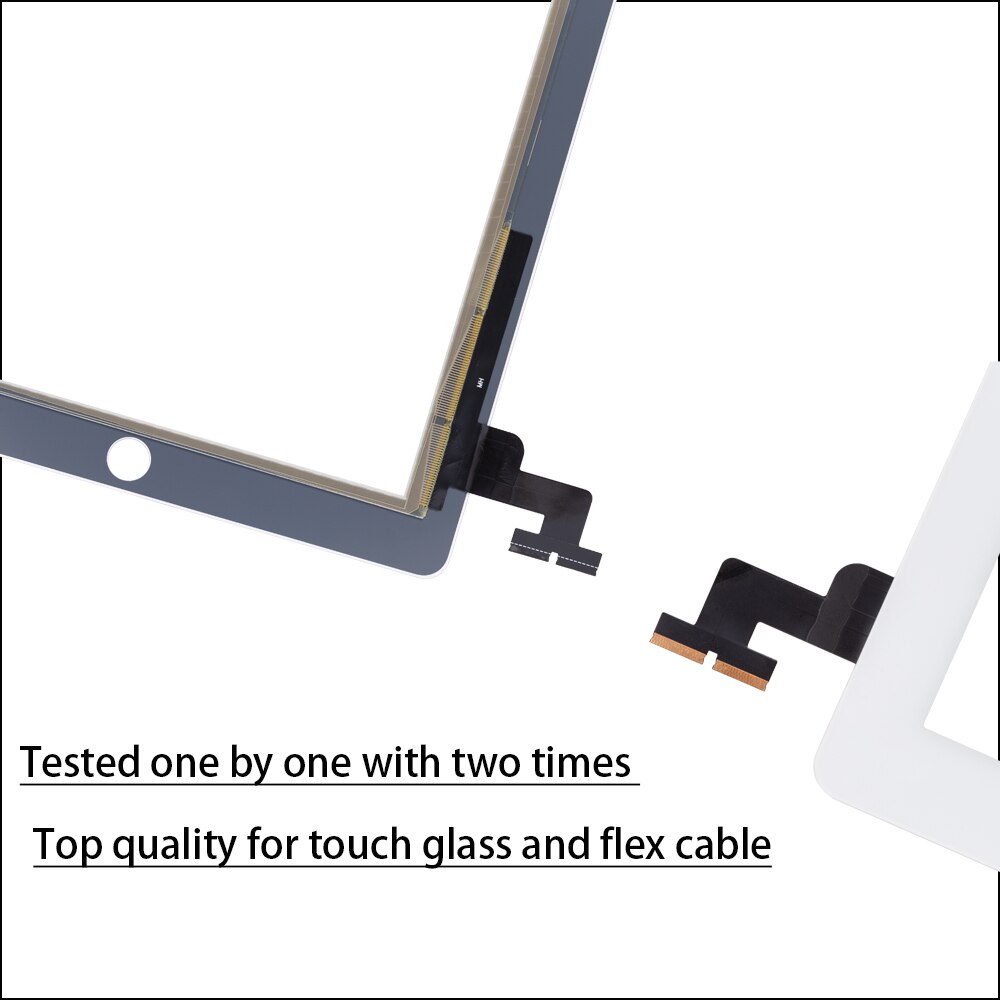 100% Voor Ipad 2 A1395 A1396 A1397 Touch Screen Digitizer Sensor Glas Panel Met Midden Frame + Adhesivetools + gehard Glas +