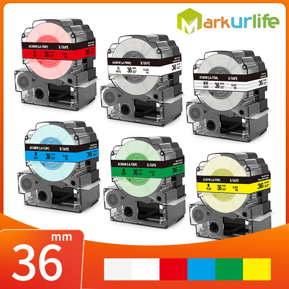 Kompatybilny dla Epson SS36KW ST36KW SC36RW SC36YW SC36BW SC36GW taśma z etykietami 36mm do projektora Epson LW-Z900FK LW-1000P LW-PX800 drukarka do etykiet