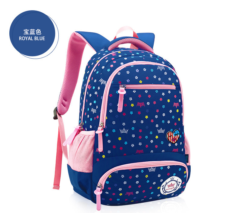 Printing Kids School Bags for Girls Primary School Backpack Child Princess Girls School Bags Big Capacity Bookbags Pink: Navy Blue