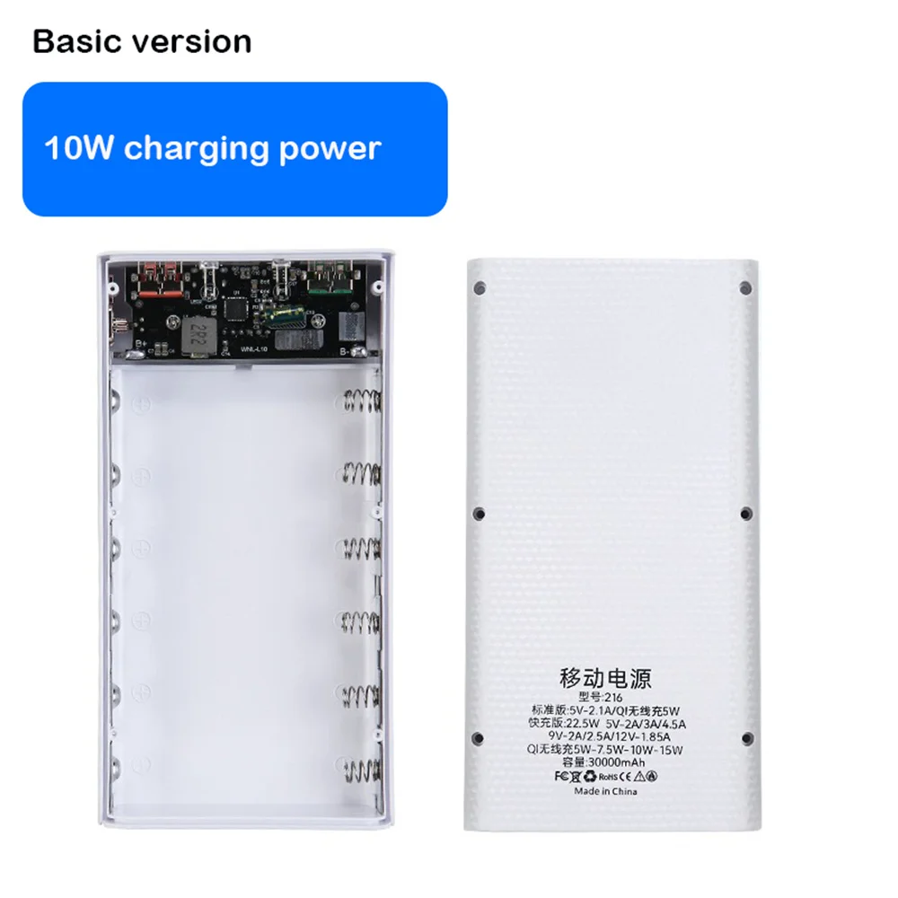 6*21700 Energie Bank fallen Unterstützung Schnell Schnelle Ladegerät Abnehmbare 21700 Batterie Halfter Ladung Kasten Ladung PD DIY Mit Taschenlampe: Rosa