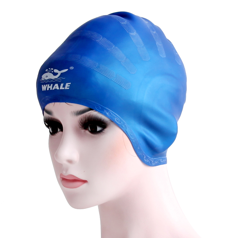 WHALE Men Swimming Caps Silicone Adult Waterproof Women 3D Swimming Hat Cover Protect Ear Pool Bath Cap Badmuts