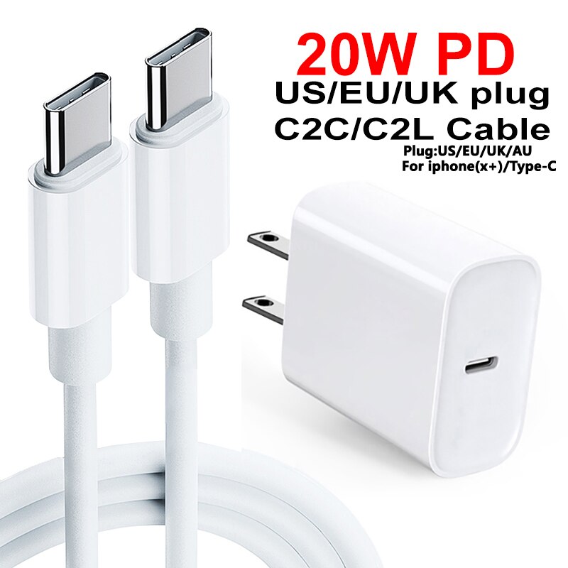 PD 20W USB-C Power Adapter Charger US EU Plug QC4.0 20W Smart Phone Fast Charger for iPad Pro Air iPhone 12 mini 11 Pro Max Xs X