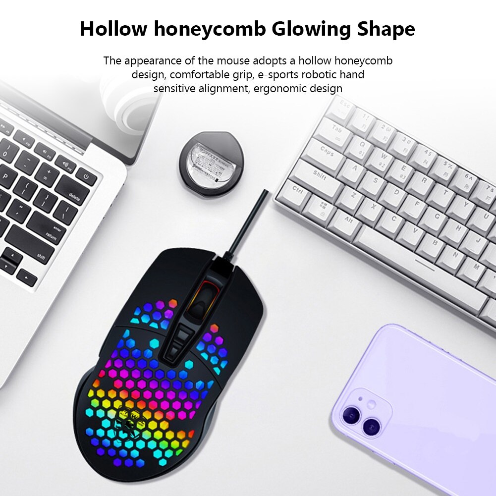 V9 Ergonomische 4000DPI USB Maus Verdrahtete Hohl-aus RGB Kühle Bienenwabe regenbogen Druck Licht Spielen Maus Mäbenutzen für PC
