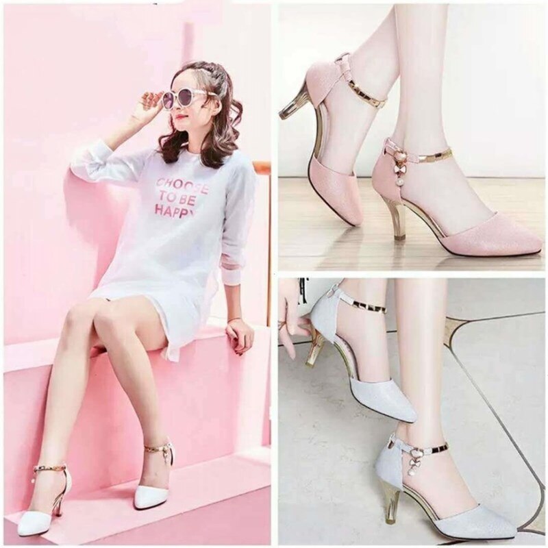 Sandaler kvinne sommer kvinner sko ankelstropp rosa plus size høye hæler dame spisse sexy sko sandalias mujer