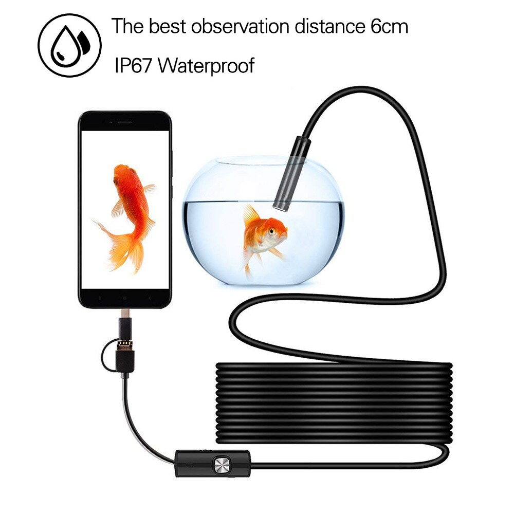 Cámara endoscópica de 8,0mm, de inspección boroscopio impermeable con Cable de 1/2/5M, 8 LED, 1080P, HD, USB, para Android y PC