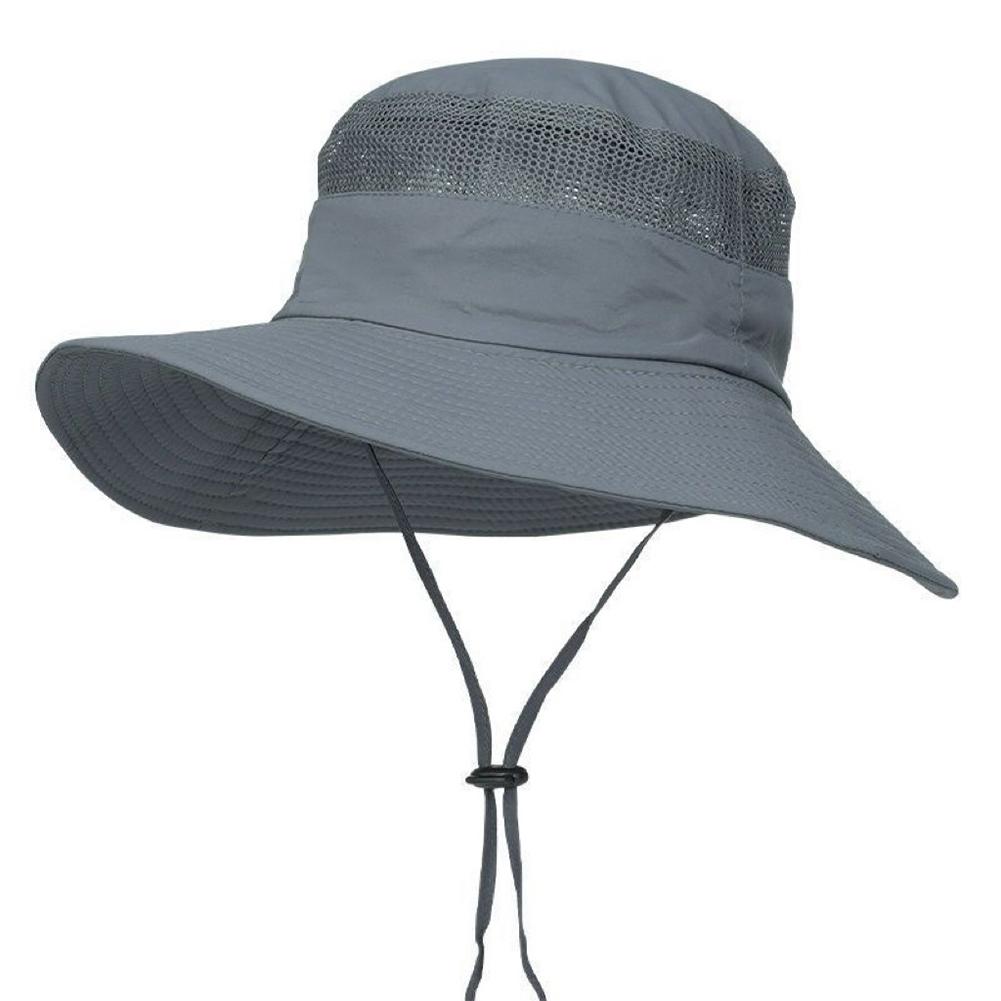 Chapéu de aba grande para guarda-sol ao ar livre masculino e chapéu protetor solar, chapéu de sol de verão, chapéu de pesca, chapéu de pescador de montanhismo k9n7