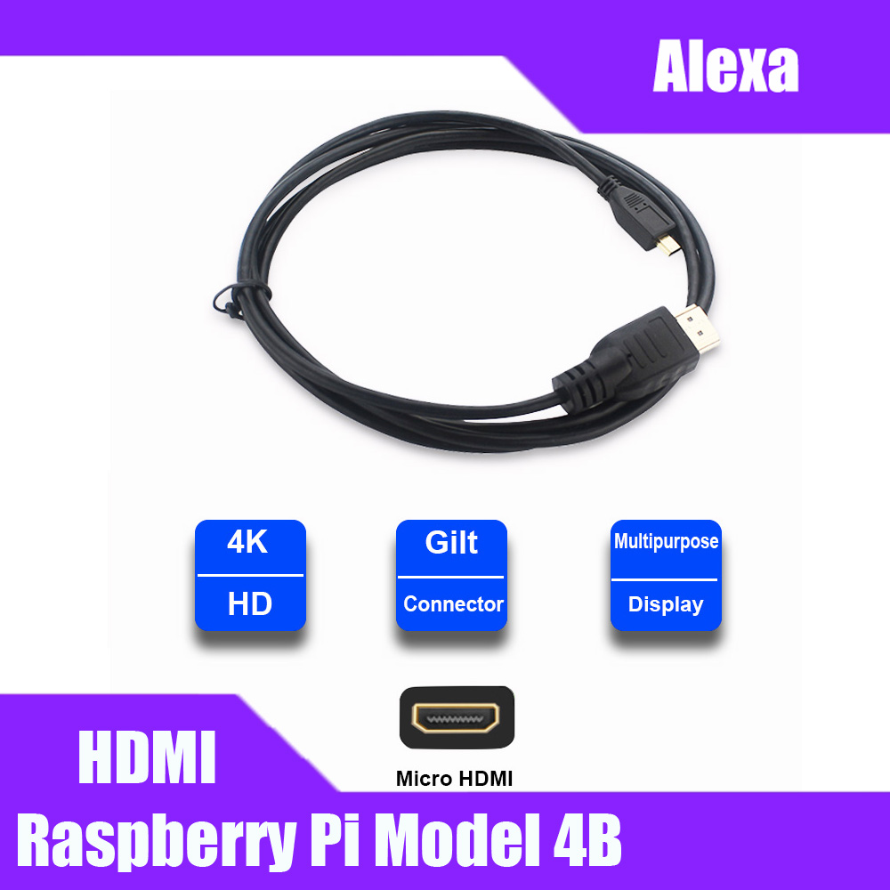 Raspberry Pi 4B Micro HDMI to HDMI Video Cable Support 4K HDMI Adapter Cord for Tablet HDTV Android Phone Raspberry Pi 4B 1.5M