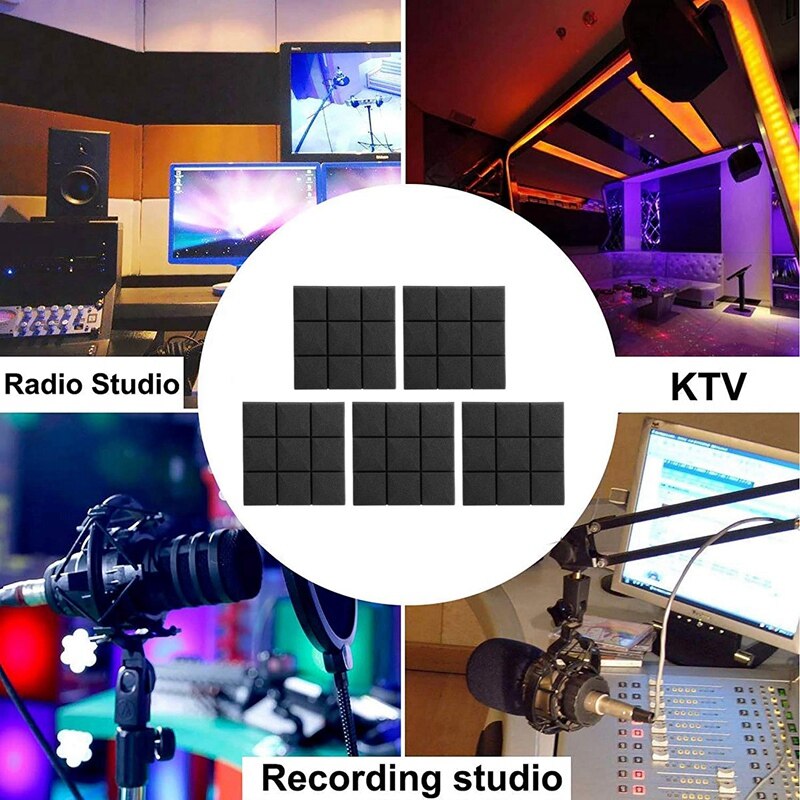 5Pcs Akoestisch Schuim Panelen, Studio Geluiddicht Wedge Tegels, Geluid Panelen Isolatie Absorberen, 9 Blok Paddestoel