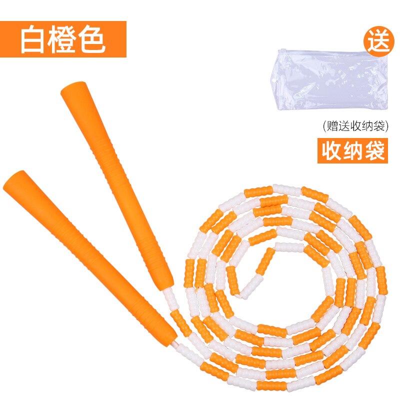 Children Bead Section Jump Rope Young STUDENT'S Fancy Jump Rope Sports Primary School STUDENT'S Young STUDENT'S Children Figure: Hard Beads  White Orange  Send Storage Bag