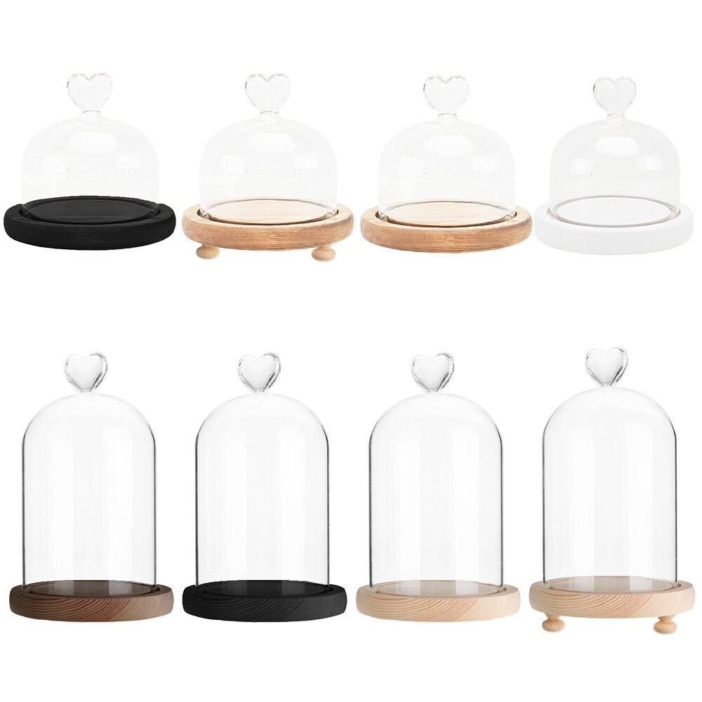 Pot de Cloche en verre avec Base en bois, couverture anti-poussière, ornement de bureau de chambre à coucher pour la maison, fête de noël