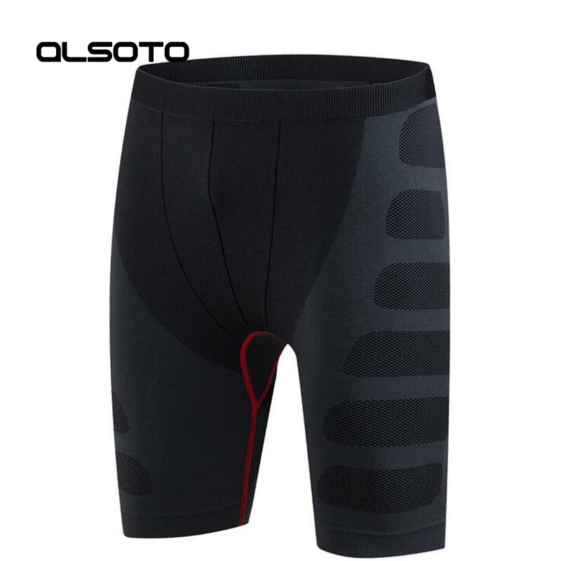 Summer Men Running Shorts GYM fitness Shorts Quick-drying Stretch Football Trousers Jogging Compression Tight shorts: Black and red / L