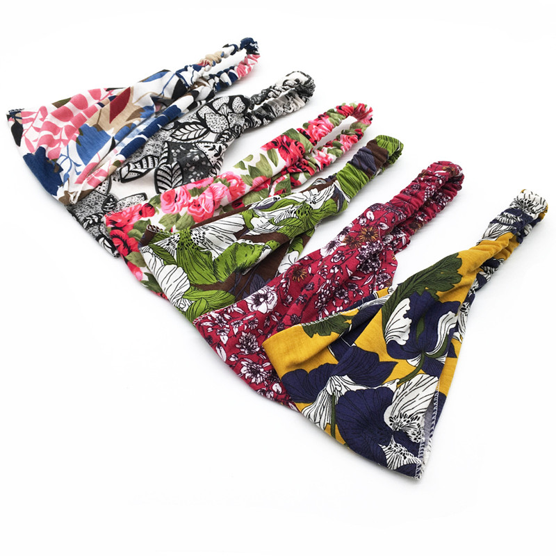 4-Kleur Bohemen Breed Katoen Stretch Vrouwen Yoga Hoofdbanden Hoofddeksel Headwrap Tulband Hoofddeksels Bandage Haarbanden Bandana