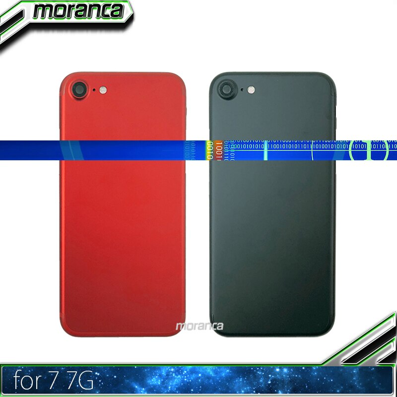 Capa traseira de alta qualidade, para iphone 7 7g plus 7plus, capa da bateria, chassi de moldura intermediária com botões laterais peças de reparo da bandeja do sim