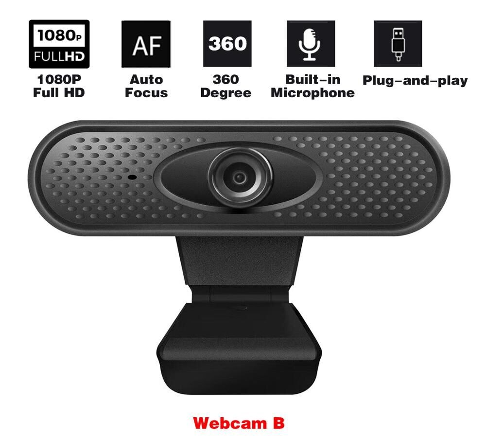 HD 1080P Webcam USB Mini Computer Camera Built-in Microphone, Flexible Rotatable for Laptops Desktop and Gamer for dropshopping: 1080P B