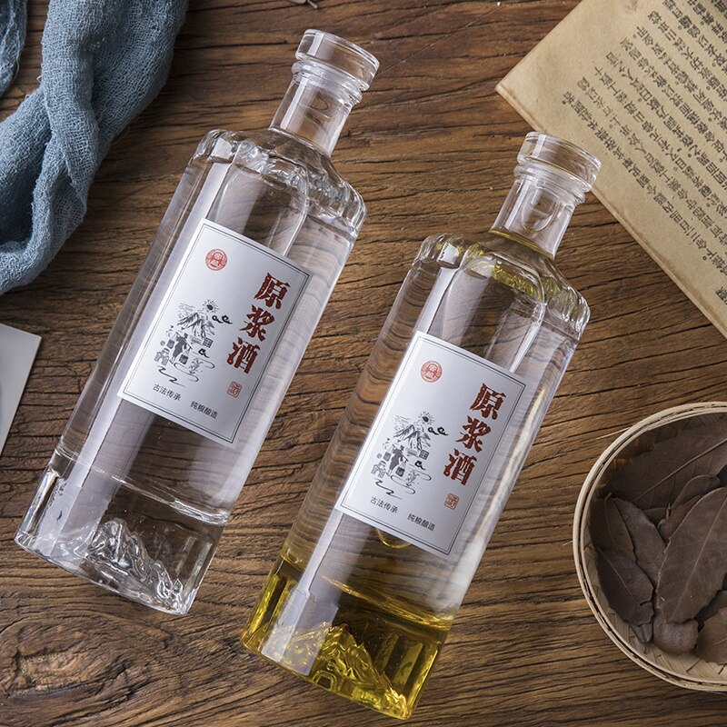 Botellas de vino de , botella de vidrio vacía para licor de alcohol, contenedor de vino de 500ml, 1 ud.