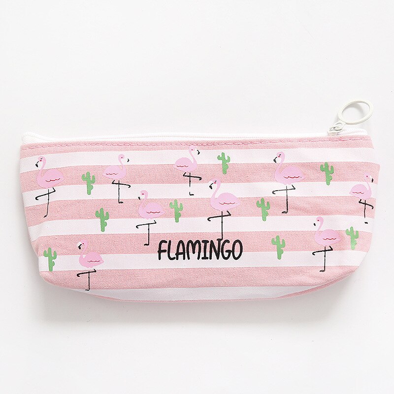 Kawaii – trousse à crayons en toile rose flamant rose, sac de rangement, sac à crayons, fournitures de papeterie scolaire pour élèves