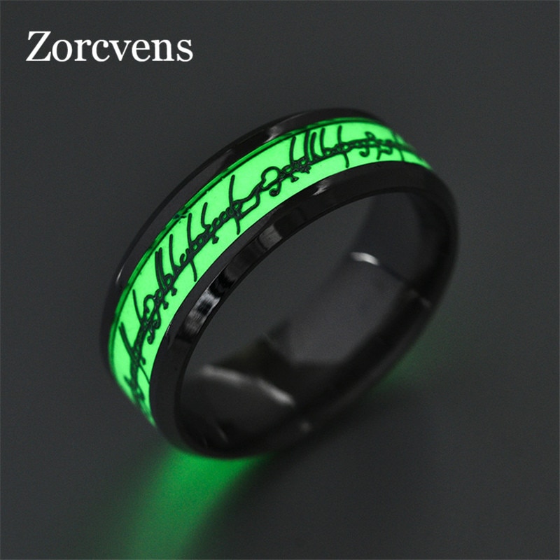 KOtik Grün glühen in das dunkel Ring für Männer Hochzeit Leucht Ring Männlichen Edelstahl Hochzeit Band Ring