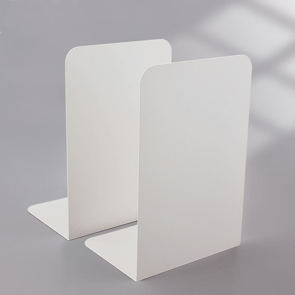 Desktop Organizer L-shaped Desk Bookends Durable Display Book Stand Simple INS Simple Metal Book Stand Storage Rack Stationery: WHITE