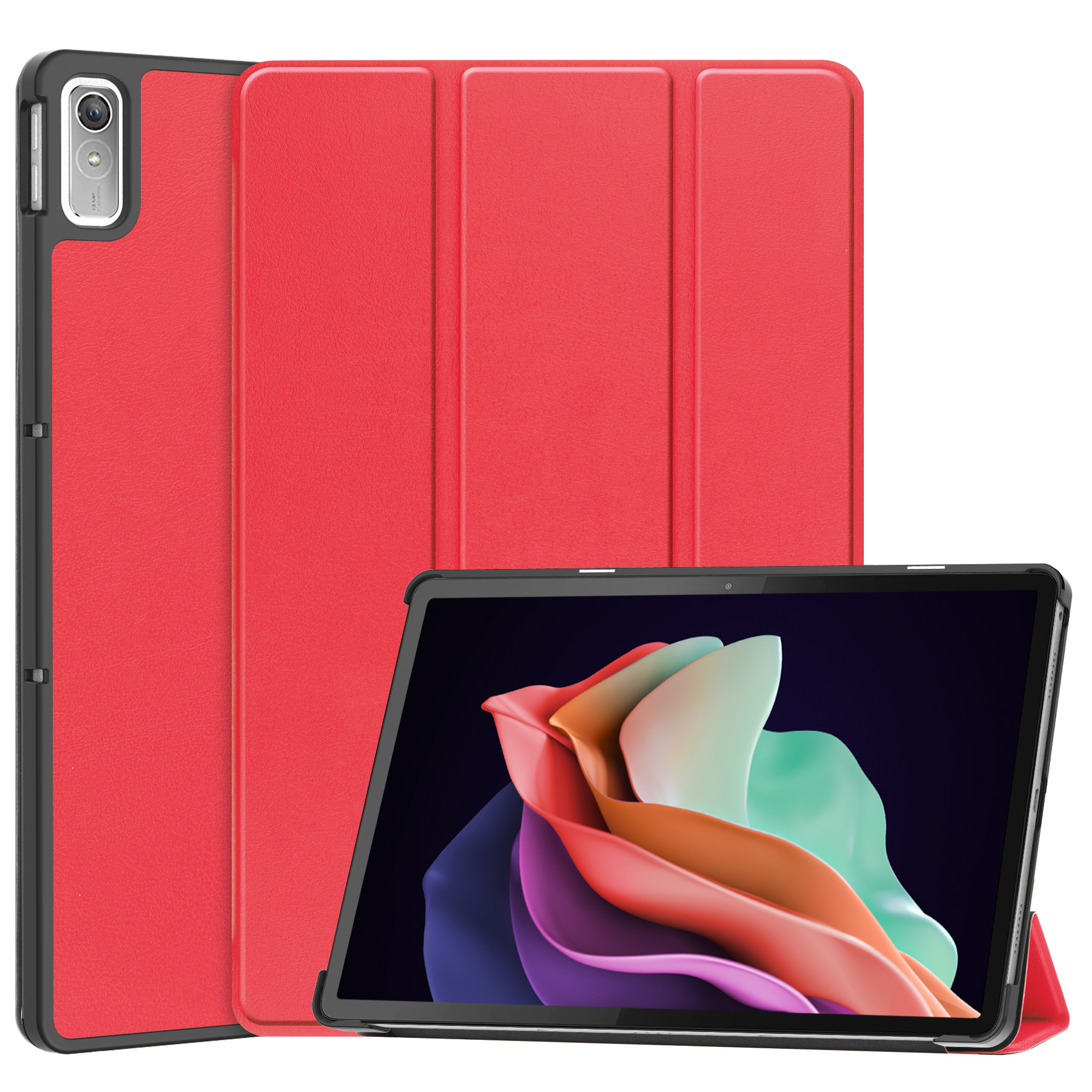 Para Lenovo Tab P11 2. a generación 11,5 funda para tableta 2022 TB350FU soporte plegable funda inteligente para Xiaoxin Pad Plus 2023 funda + película + bolígrafo: Rojo