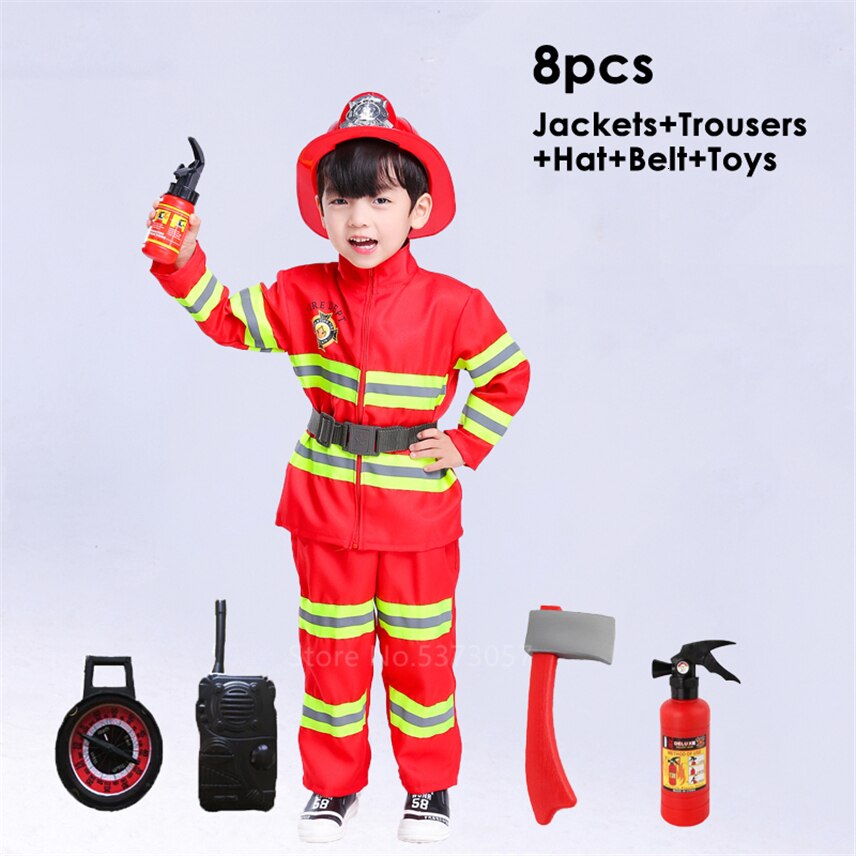 Cosplay de Halloween niños uniforme de bombero niños Sam bombero juego de rol ropa de trabajo traje de niño niña disfraces de de actuación