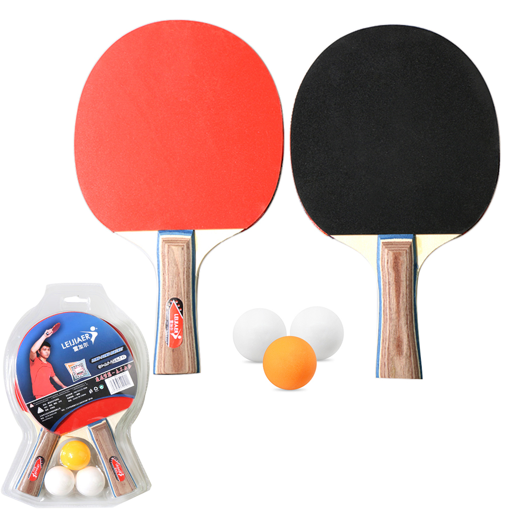 2 Pcsllot Tafeltennis Bat Racket Dubbele Gezicht Puistjes In Lange Korte Handvat Ping Pong Paddle Racket Set Met Zak 3 Ballen