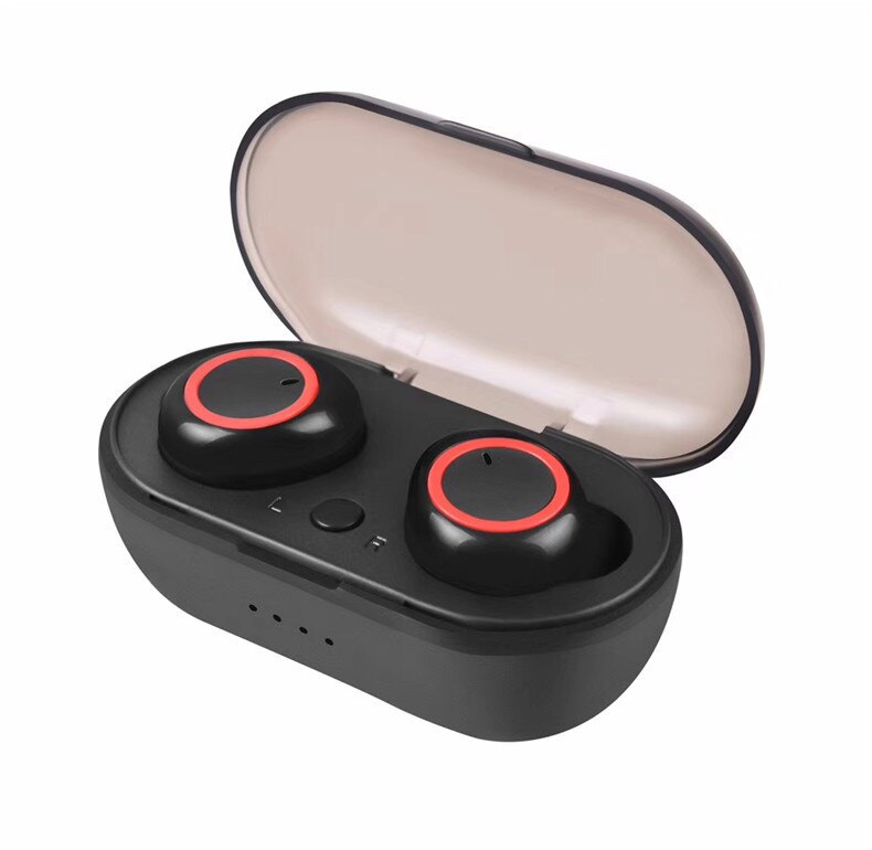 Wireless Intelligent Touch Control Earphones Bluetooth 5.0 Noise Cancelling Headsets Charge Case waterproof Dual Mic HD Call: Black